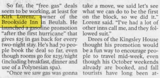 Brookside Inn - Hotel Frankfort - Oct 09 2005 Article